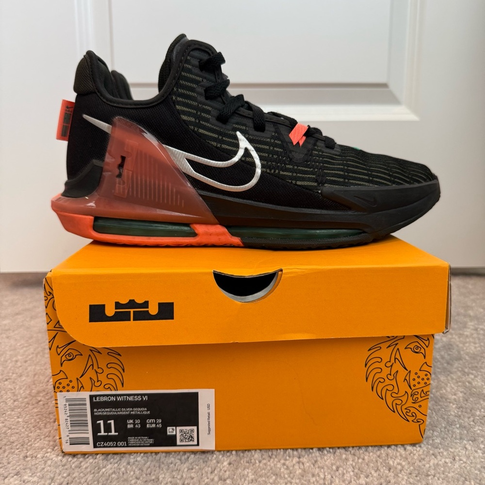 Nike LeBron Witness VI Black Metallic Silver Sequoia size 11 Mens